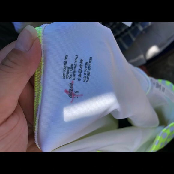 AERIE YELLOW POLKA DOT HIGH WAISTED FULL COVERAGE BIKINI BOTTOMS - Picture 3 of 3